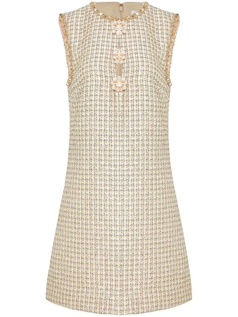 Self-Portrait embellished bouclé mini dress - Gold - zdjęcie produktu nr 1