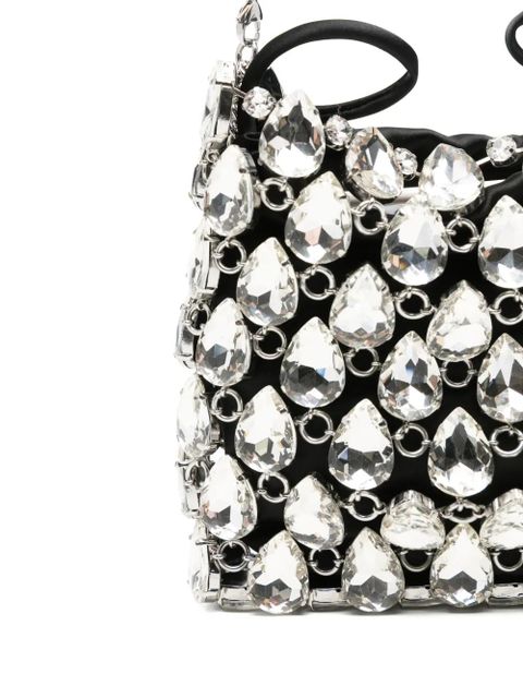 Self-Portrait Chainmail crystal-embellishment shoulder bag - Silver