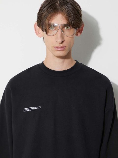 Pangaia bluza bawełniana kolor czarny z nadrukiem