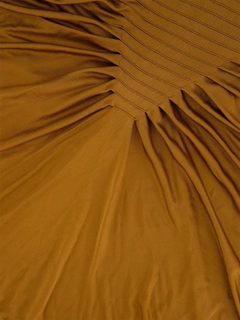 Versace pleated V-neck gown - Brown