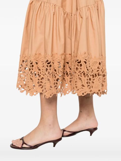 TWINSET ruffled midi skirt - Brown
