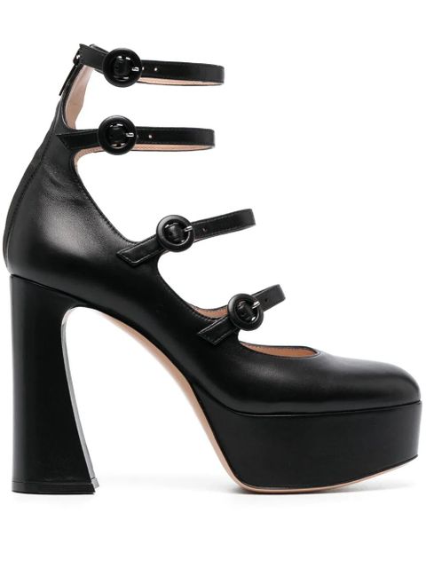 Gianvito Rossi 130mm almond-toe leather pumps - Black - zdjęcie produktu nr 1