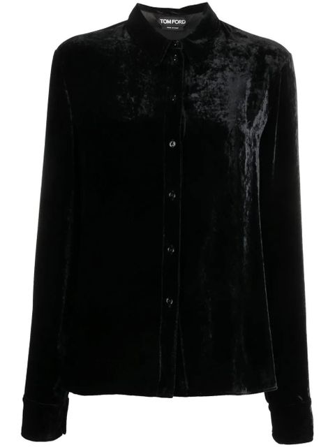 TOM FORD crushed silk-velvet shirt - Black - zdjęcie produktu nr 1
