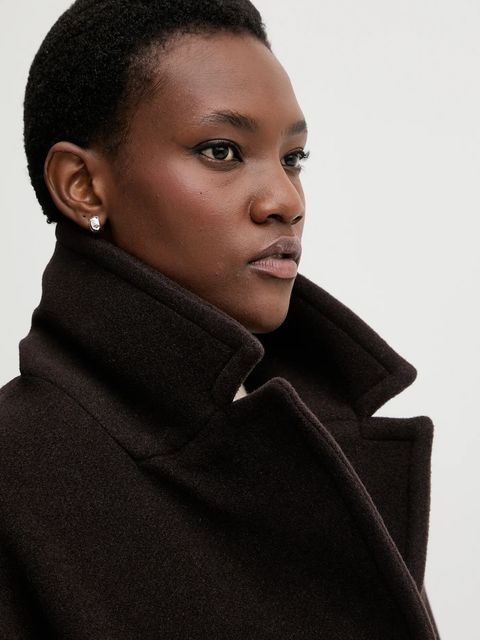 Sessun płaszcz z dodatkiem wełny kolor brązowy 24112025