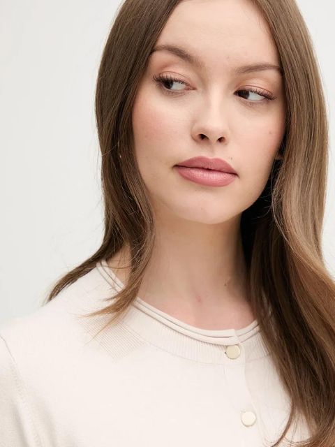 Sisley kardigan damski kolor beżowy lekki 17Q3M5203