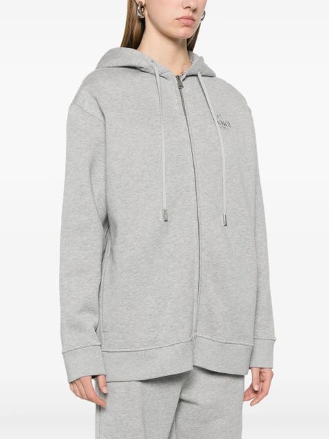 FENDI logo-embroidered hoodie - Grey