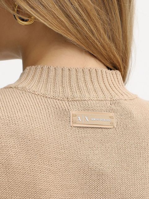 Armani Exchange sukienka z dodatkiem wełny kolor beżowy mini dopasowana XW001308 AF13774 - zdjęcie produktu nr 2