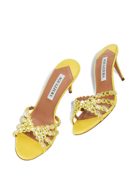 Aquazzura Tequila crystal-embellished scallop sandals - Yellow