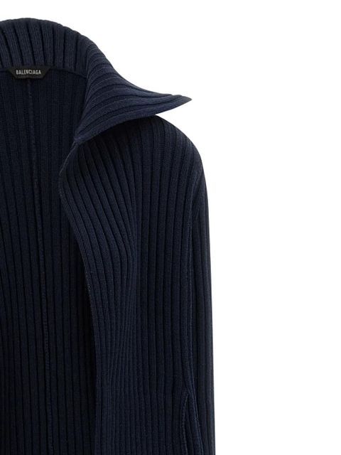 Balenciaga ribbed shawl-collar cardigan - Blue