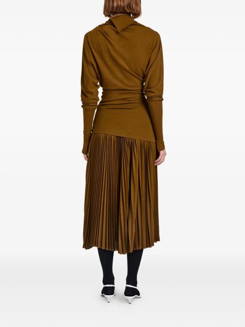 Proenza Schouler drapped-neck pleated top - Brown