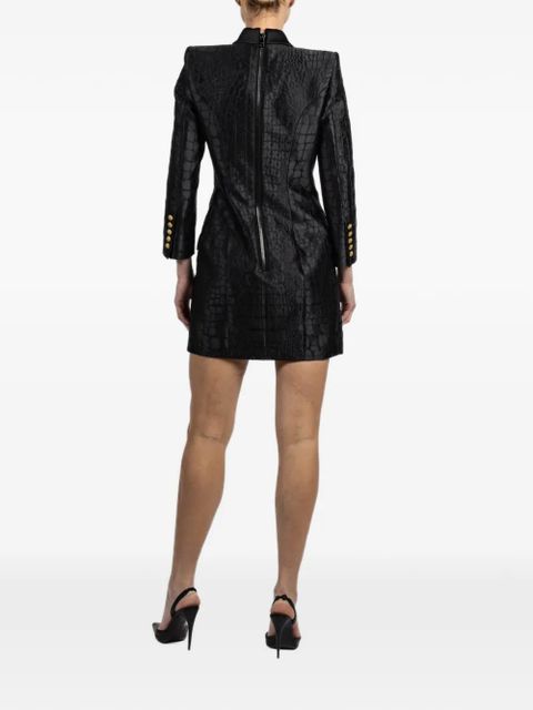 Balmain button textured mini dress - Black