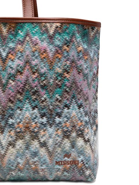 Missoni large zigzag handle tote bag - Blue
