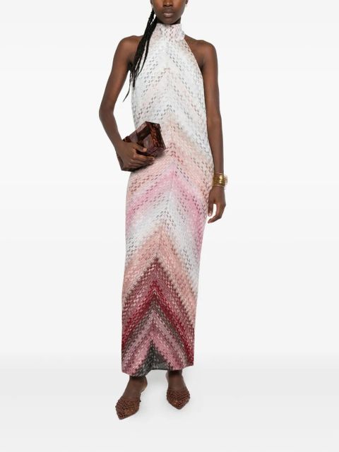 Missoni chevron highneck maxi dress - Pink