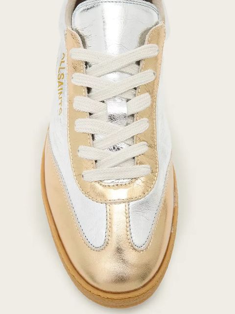 AllSaints sneakersy skórzane Thelma Metallic Sneaker damskie kolor srebrny W072FB