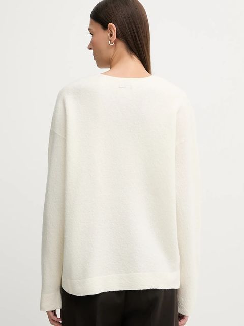 Calvin Klein sweter wełniany damski kolor beżowy LV044E311G