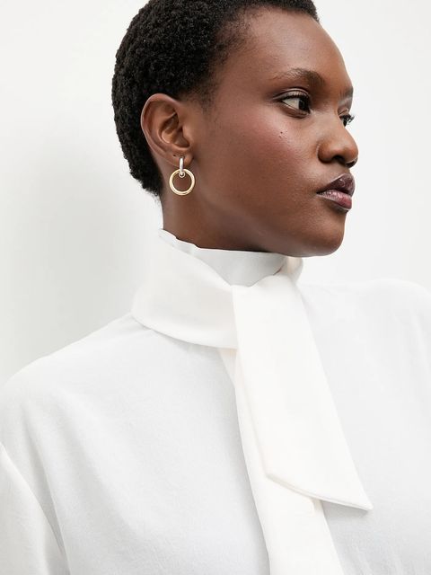 Answear.LAB koszula damska kolor biały relaxed z wiązanym dekoltem