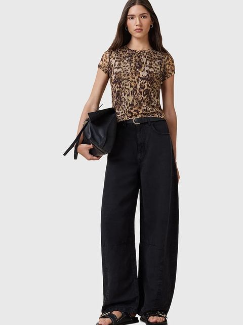 AllSaints bluzka ELLIE damska kolor brązowy wzorzysta W266JC