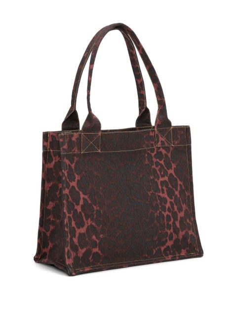 GANNI Easy leopard-print tote bag - Red - zdjęcie produktu nr 2