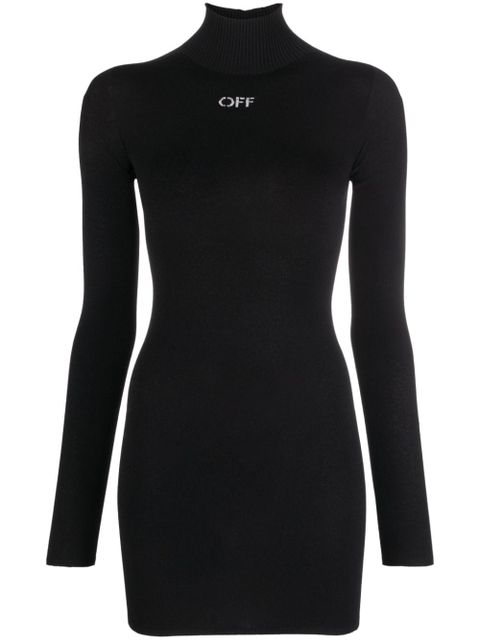 Off-White logo-embellished roll-neck shirt dress - Black