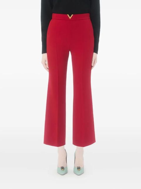 Valentino Garavani V-detail wool crepe trousers - Red