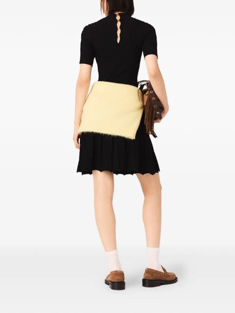 Maje ribbed-knit pleated dress - Black