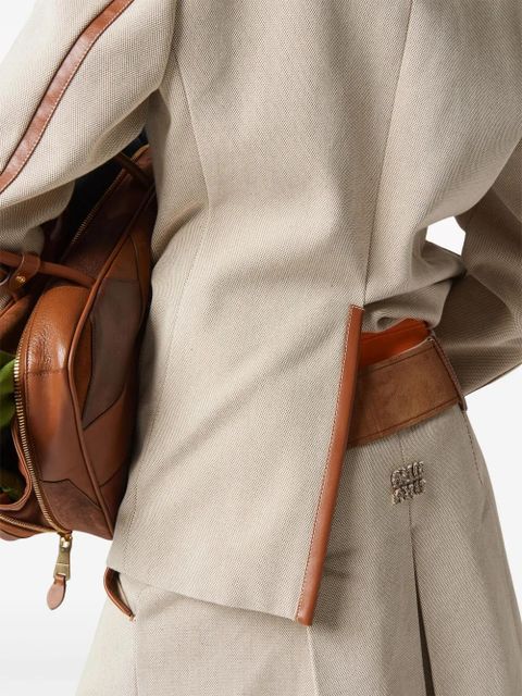 Miu Miu logo-embroidered pleated skirt - Neutrals