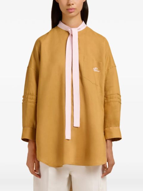 Marni embroidered-logo pocket shirt - Yellow