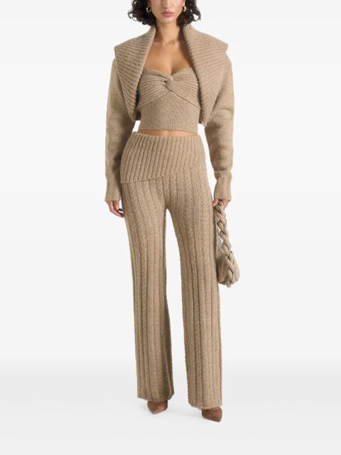 Manière De Voir Elvy cable-knit foldover trousers - Neutrals
