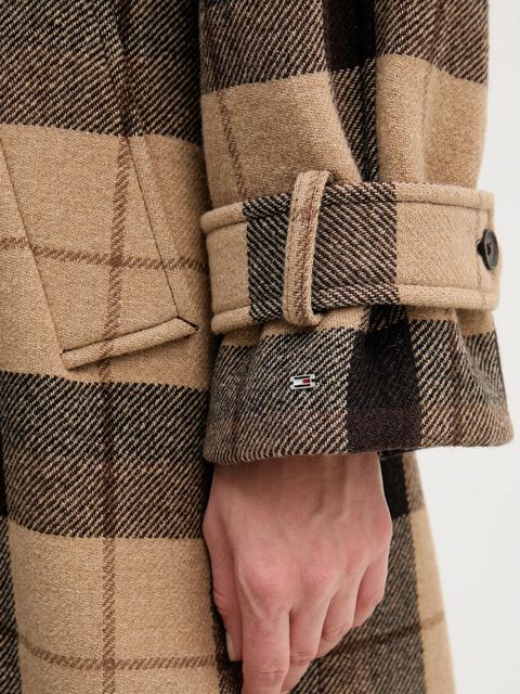 Tommy Hilfiger płaszcz z dodatkiem wełny kolor beżowy WW0WW46870