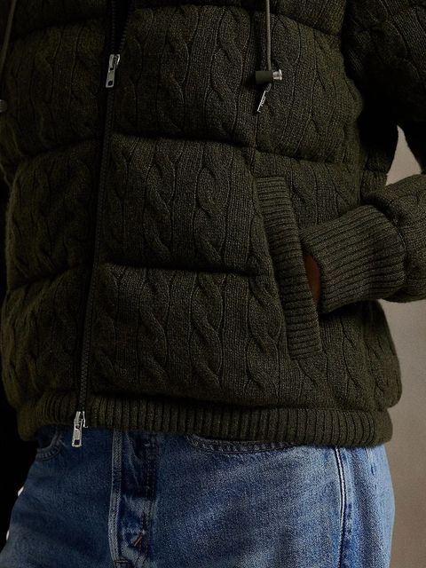 Polo Ralph Lauren kurtka wełniana kolor zielony zimowa oversize 211A92614