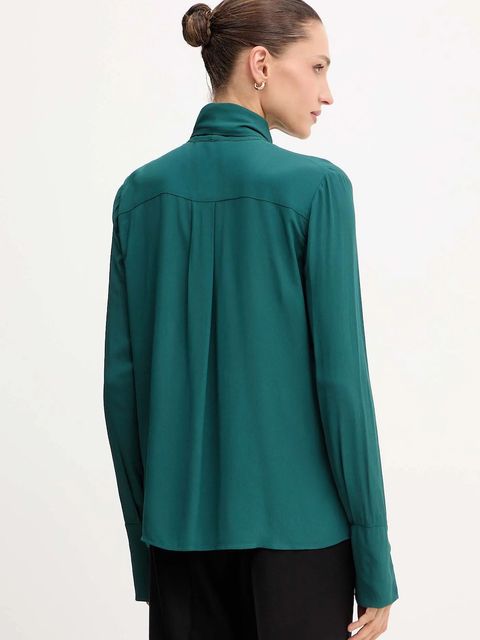 Patrizia Pepe koszula damska kolor zielony regular z wiązanym dekoltem 2C1648 A8I1 - zdjęcie produktu nr 2