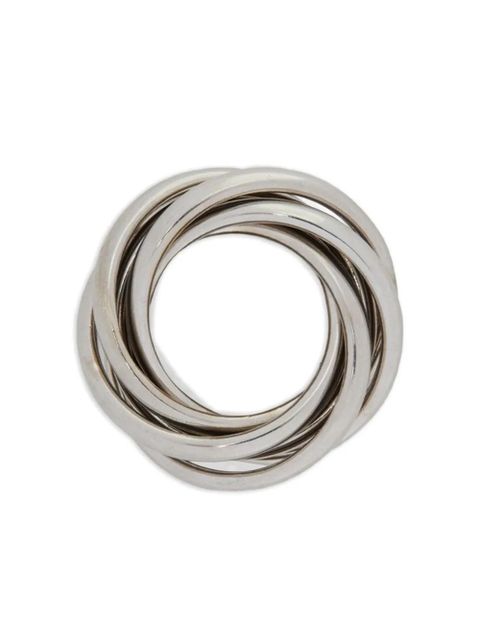Jil Sander multilayer engraved-logo ring - Silver - zdjęcie produktu nr 2