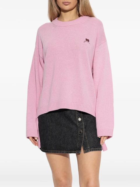 GANNI embroidered-detail side-tie sweater - Pink