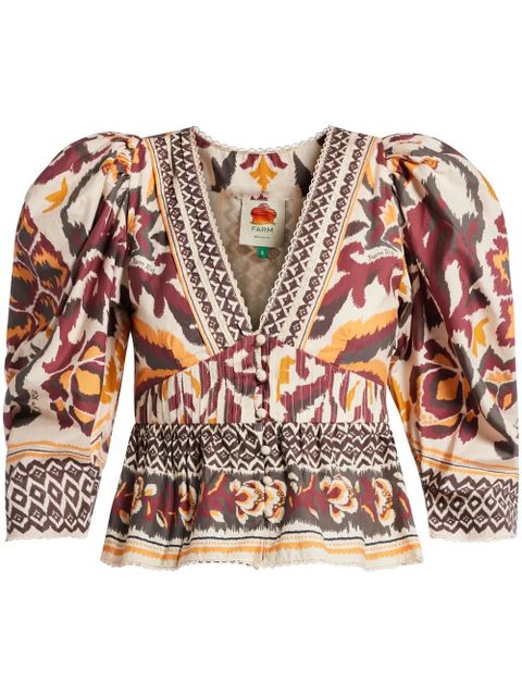 FARM Rio puff sleeves blouse - Neutrals - zdjęcie produktu nr 1