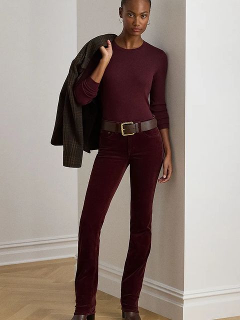 Lauren Ralph Lauren sweter damski kolor bordowy lekki 200919114