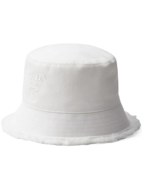 Prada logo-embroidered bucket hat - White - zdjęcie produktu nr 1