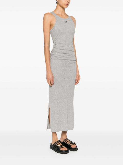 GANNI fine-ribbed midi dress - Grey