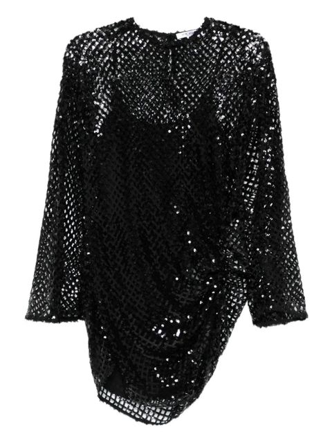 The Attico mesh rushed mini dress - Black - zdjęcie produktu nr 1