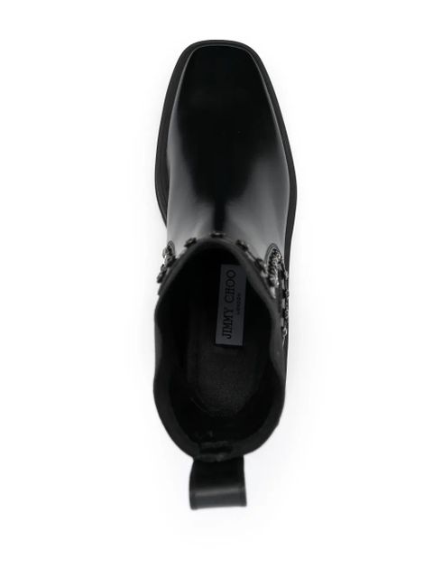 Jimmy Choo Veronique crystal-embellished leather boots - Black