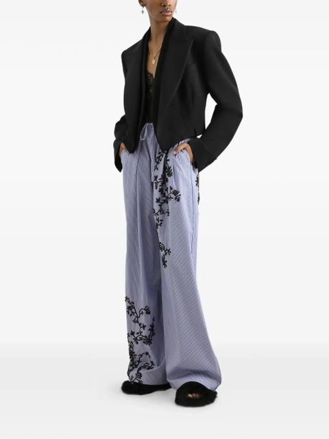 Dolce & Gabbana striped poplin trousers with flowers embroidery - Blue - zdjęcie produktu nr 2