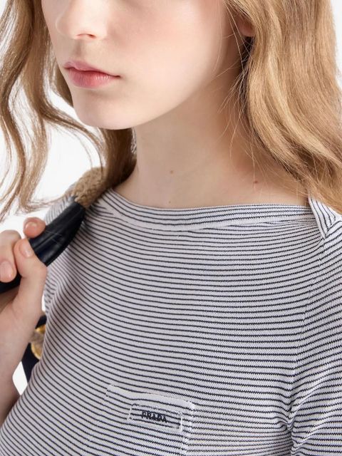 Prada striped boat-neck sweater - Blue