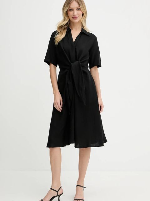 Tommy Hilfiger sukienka lniana kolor czarny mini rozkloszowana WW0WW45836 - zdjęcie produktu nr 1