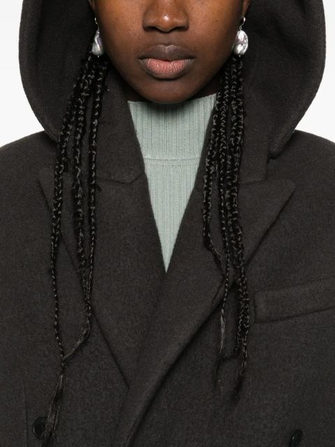 Nanushka double-breasted hooded coat - Green