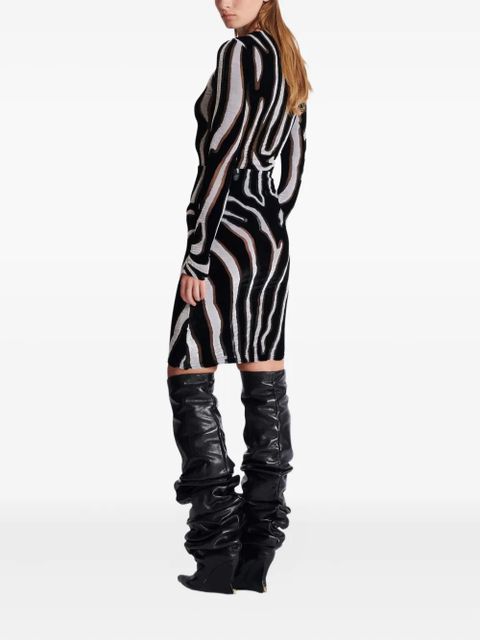 Balmain zebra-print velvet mini-skirt - Black