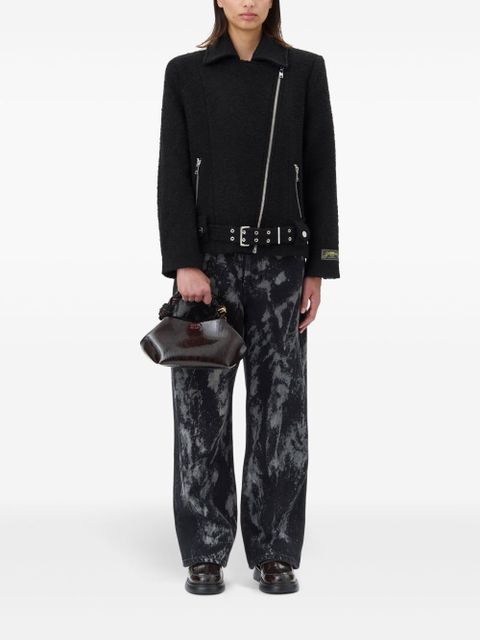 GANNI bouclé biker jacket - Black