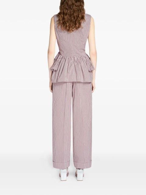 DRIES VAN NOTEN pleated striped trousers - White