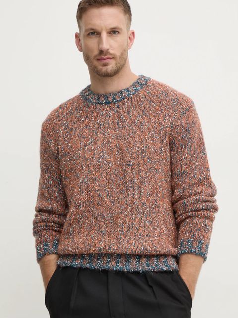 United Colors of Benetton sweter z domieszką wełny kolor pomarańczowy 116NU108M