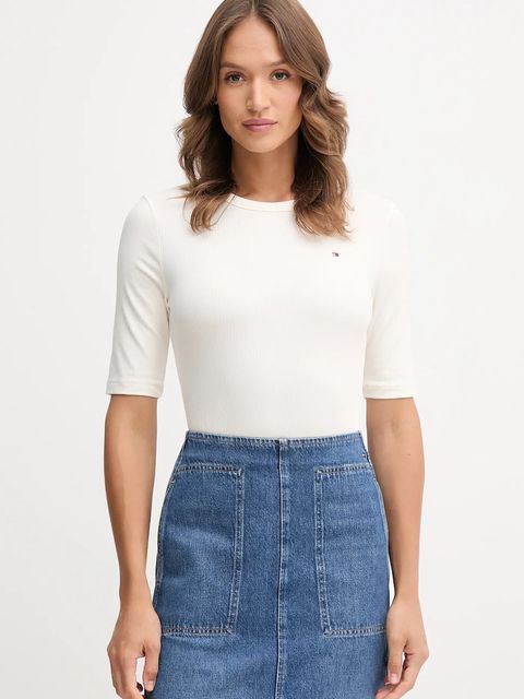 Tommy Hilfiger t-shirt damski kolor beżowy WW0WW47308 - zdjęcie produktu nr 1