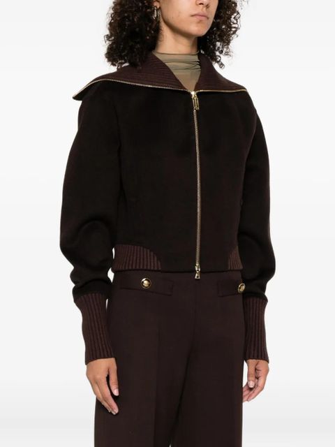Victoria Beckham high-neck zip-front jacket - Brown