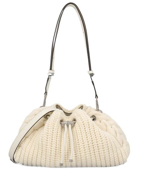 Jimmy Choo cable-knit drawstring shoulder bag - Neutrals - zdjęcie produktu nr 1